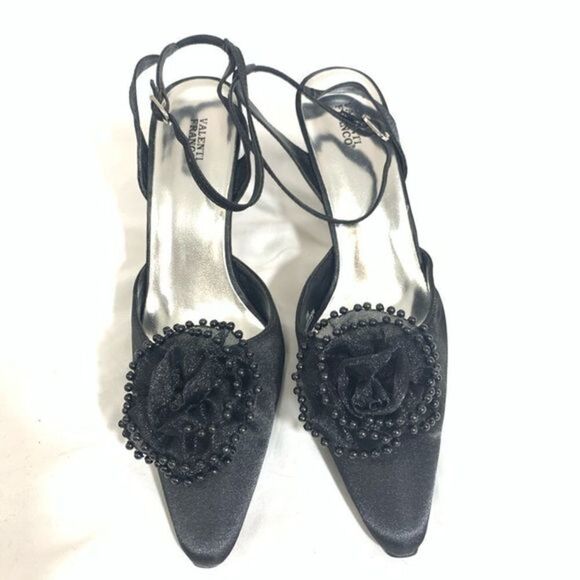 VALENTI FRANCO SATIN STRAPPY‎ SHOES WITH BOW DETAIL - Picture 1 of 7
